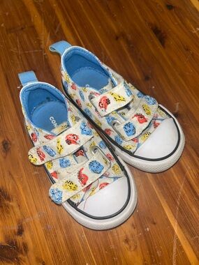 Converse Kids White Sneakers with Blue, Red & Yellow Graphic Print